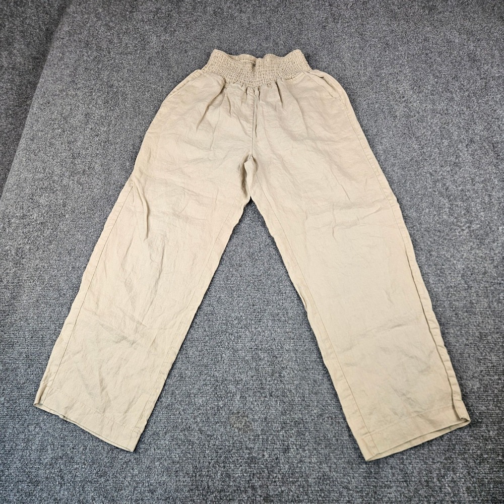 Quince 100% European Linen Maternity Pants Driftwood XS Smocked Waist MANGORS001